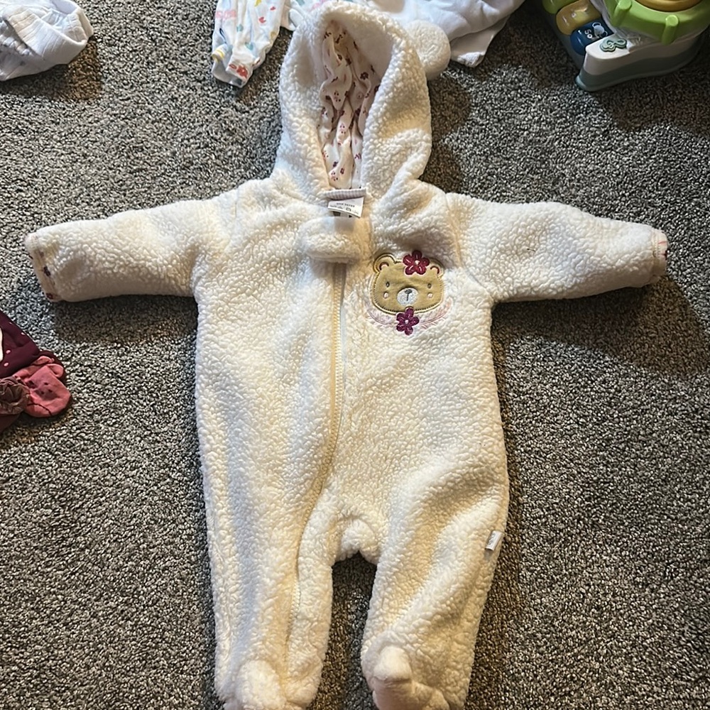 Cream Bunny Ear Footies One Piece